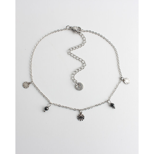 'Chersonissos' Bracelet de cheville Noir & Argent - acier inoxydable