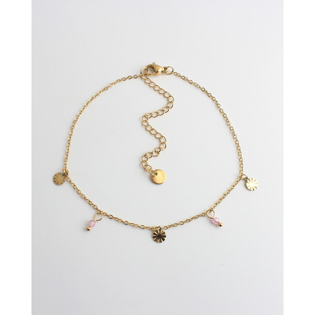 'Chersonissos' Anklet Pink & Gold - stainless steel