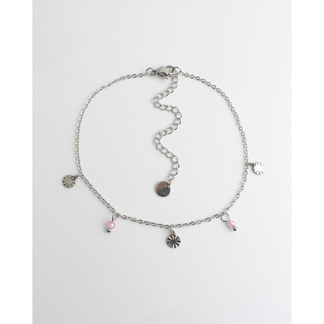 'Chersonissos' Anklet Pink & Silver - stainless steel