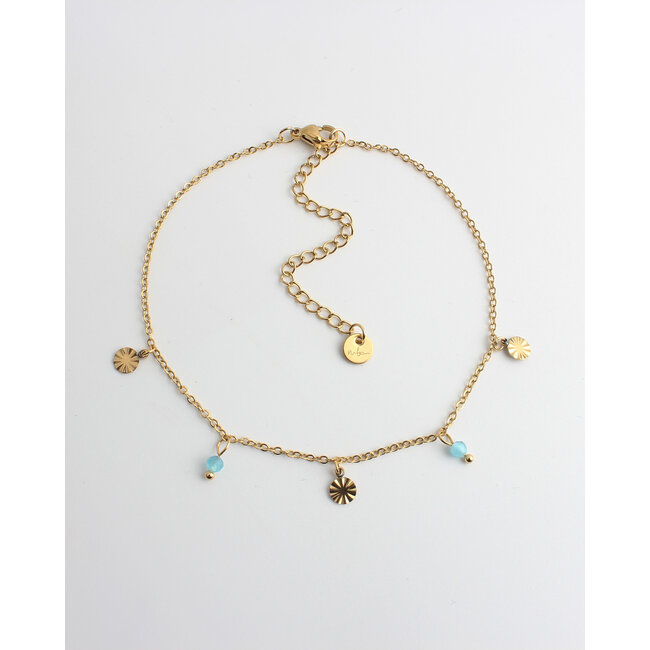 'Chersonissos' Anklet Blue & Gold - stainless steel