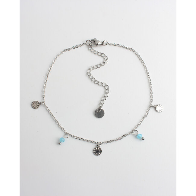 'Chersonissos' Anklet Blue & Silver - stainless steel