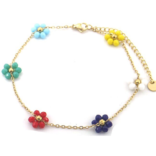 'Flower' Bracelet de cheville OR  - Acier inoxydable