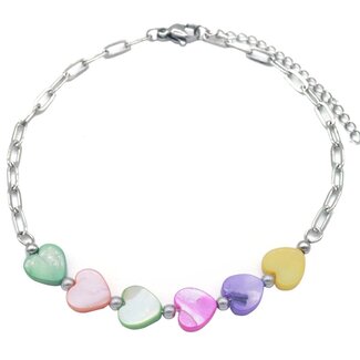 'Colorful hearts' Cavigliera ARGENTO - Acciaio inossidabile