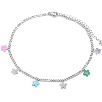 'Cute little Flower' Anklet SILVER - Stainless steel