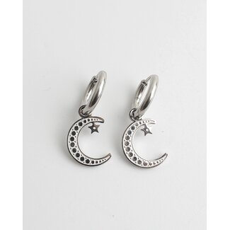 Boucles d'oreilles "Take me to the moon" ARGENT - Acier inoxydable