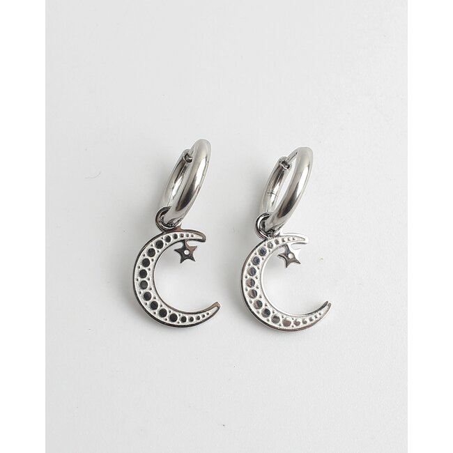 Boucles d'oreilles "Take me to the moon" ARGENT - Acier inoxydable