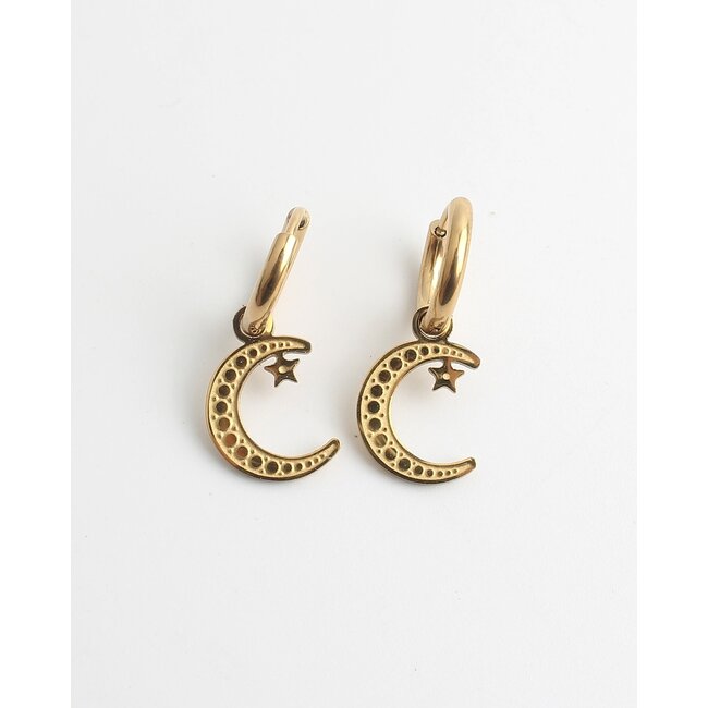 Pendientes "Take me to the moon" ORO - Acero inoxidable