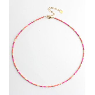 'Catalina' Necklace  pink & orange - stainless steel
