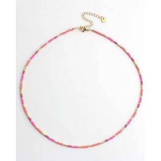 'Catalina' Necklace  pink & orange - stainless steel