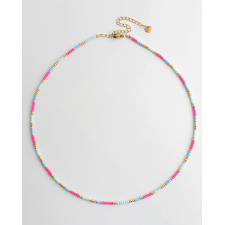 'Catalina' Necklace pink & blue - stainless steel