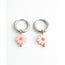 Pink Daisy Flower Earrings SILVER - Stainless Steel