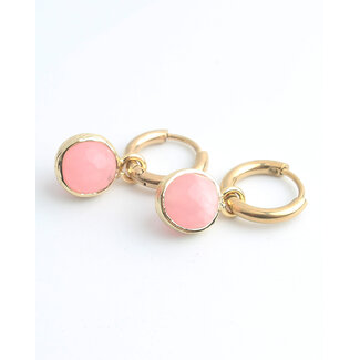 'Saar' Earrings Pink - Stainless steel