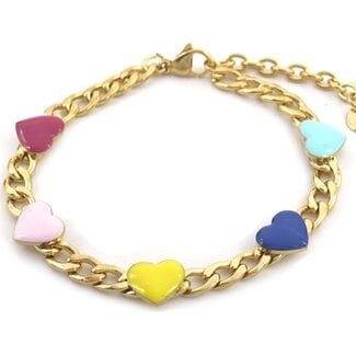 Bracelet 'Colorful love' OR - Acier inoxydable