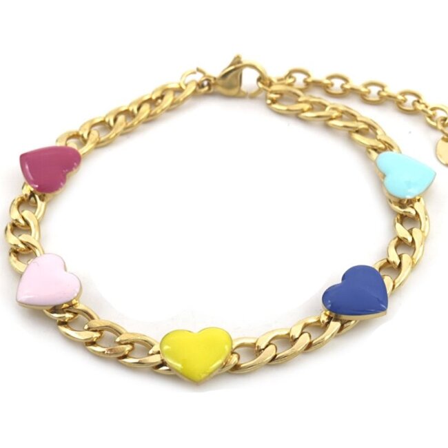 Bracelet 'Colorful love' OR - Acier inoxydable