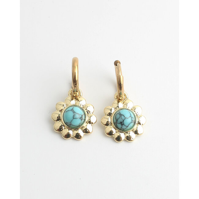 Boucles d'oreilles 'Harper' Turquoise - Acier inoxydable