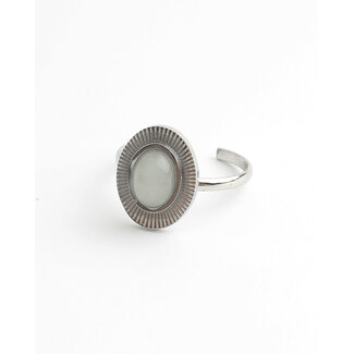 'Jennifer' Bague argent - Acier inoxydable (ajustable)