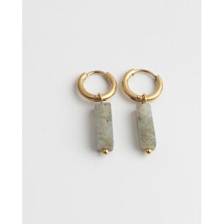 Boucles d'oreilles 'Dora' LABRADORITE or - acier inoxydable