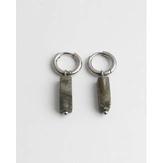 Boucles d'oreilles 'Dora' LABRADORITE ARGENT - acier inoxydable