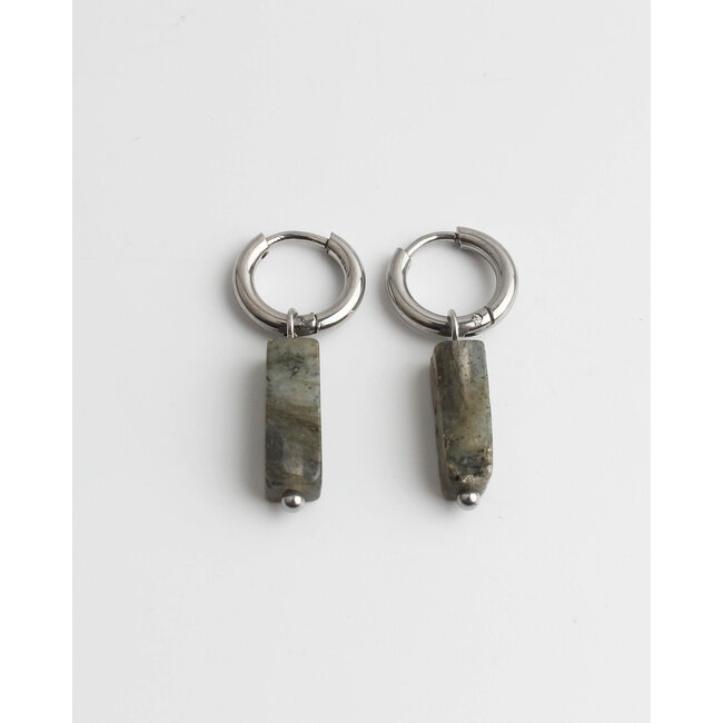 Boucles d'oreilles 'Dora' LABRADORITE ARGENT - acier inoxydable