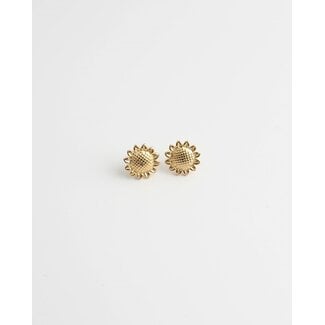 Boucles d'oreilles clous 'Sunny flower' or - acier inoxydable