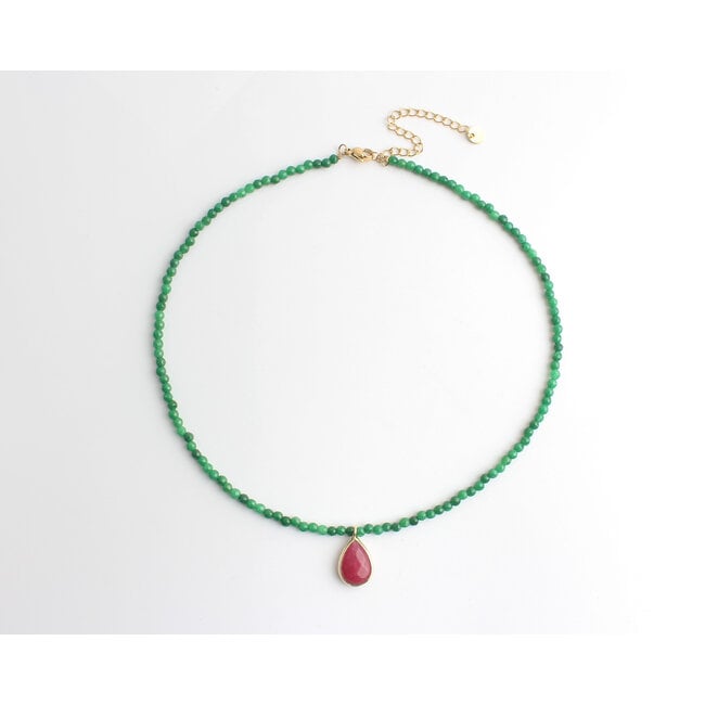 'Chiara' Ketting Groen - Stainless steel