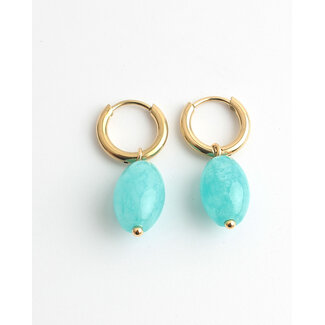 'Freyde' Boucles d'oreilles Turquoise - Acier inoxydable