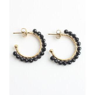 'Valentina' Boucles d'oreilles Noir - Acier inoxydable