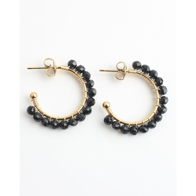 'Valentina' Boucles d'oreilles Noir - Acier inoxydable