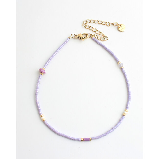 'Corfu' Anklet Purple - Stainless steel