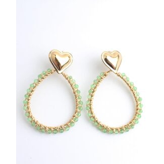 Boucles d'oreilles "Stelisa" VERT OR - Acier inoxydable