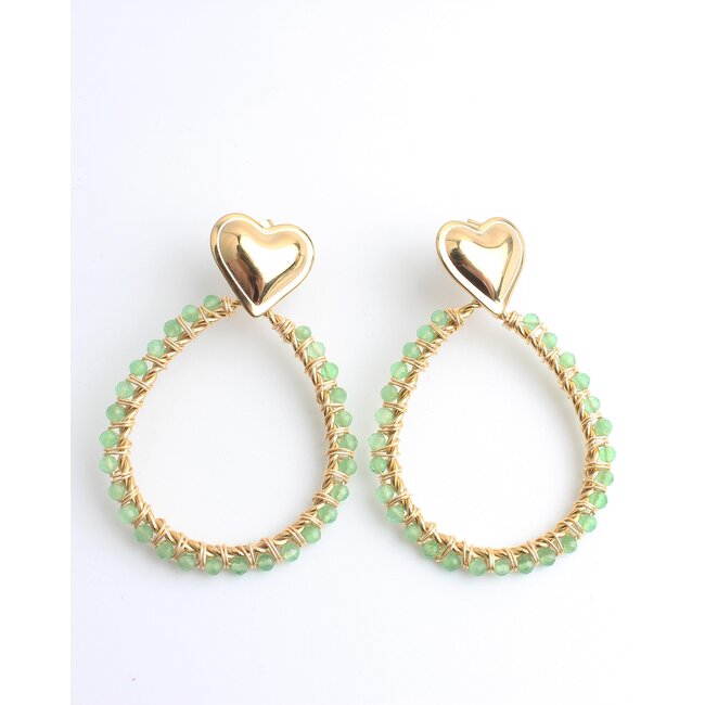 Boucles d'oreilles "Stelisa" VERT OR - Acier inoxydable