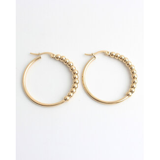 Boucles d'oreilles "Dot hoops" OR - Acier inoxydable