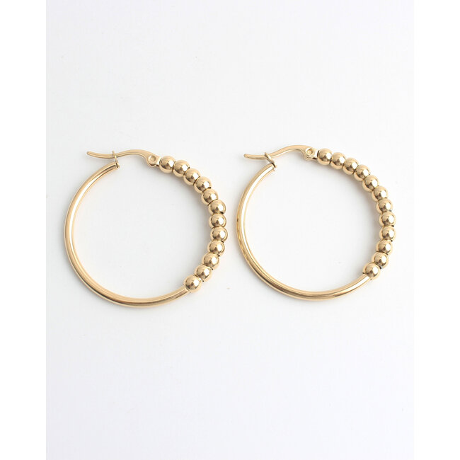 Boucles d'oreilles "Dot hoops" OR - Acier inoxydable