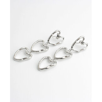 'Chique hearts' boucles d'oreilles ARGENT - acier inoxydable