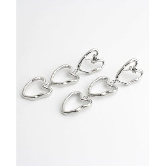 'Chique hearts' oorbellen ZILVER - stainless steel