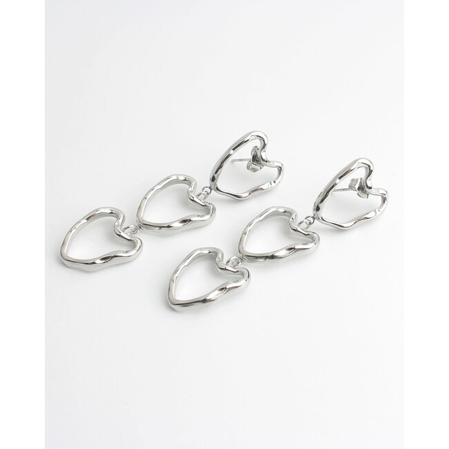 'Chique hearts' boucles d'oreilles ARGENT - acier inoxydable