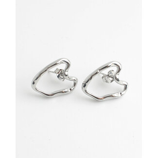 'Heart love' earrings SILVER - Stainless steel