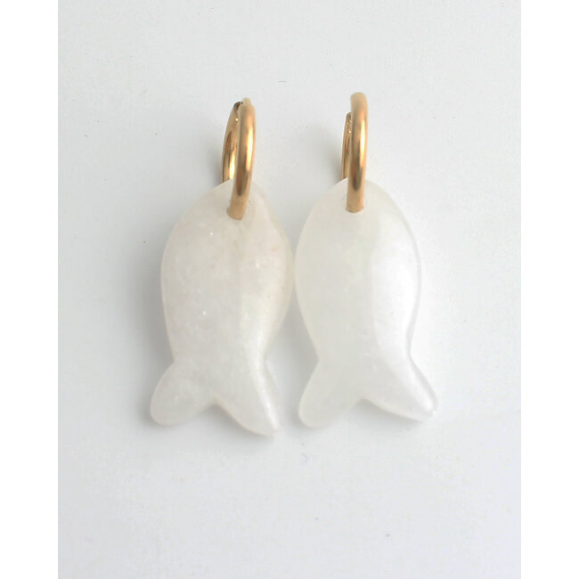 Boucles d'oreilles 'Salvy' BLANCHES - Acier inoxydable