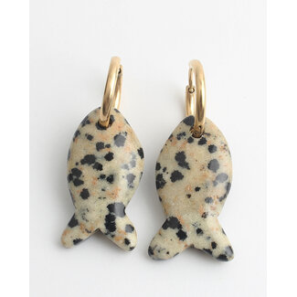 Pendientes 'Salvy' LEOPARD JASPIS - Acero inoxidable