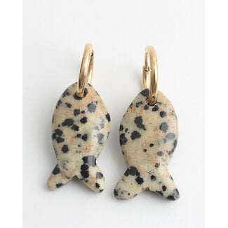 'Salvy' earrings LEOPARD JASPIS - Stainless steel