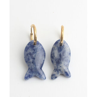 Boucles d'oreilles 'Salvy' SODALITE - Acier inoxydable