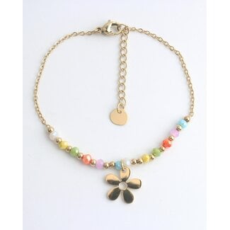 Bracelet 'Flower power' OR - Acier inoxydable