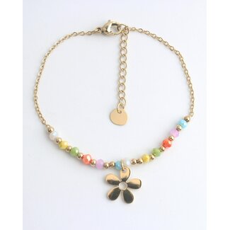 'Flower power' bracelet GOLD - Stainless steel