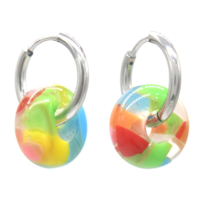 'Sarai' Pendientes MULTICOLOR PLATA - Acero inoxidable