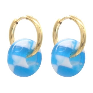 'Sarai' Ohrringe BLAU GOLD - Edelstahl