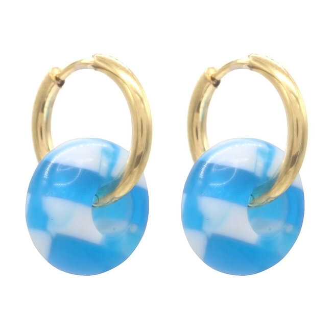 'Sarai' Boucles d'oreilles BLEU OR - Acier inoxydable