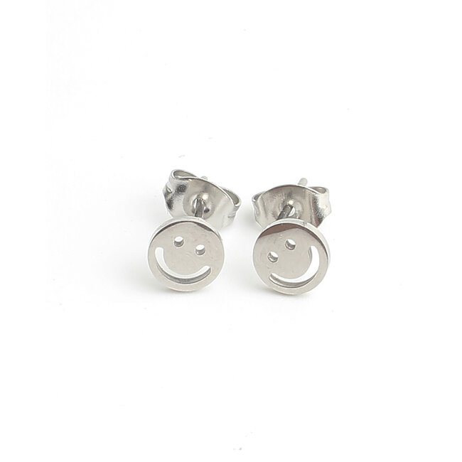 'Smile' studs ZILVER - Stainless steel