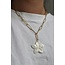 Collar 'Big white flower' ORO - Acero inoxidable