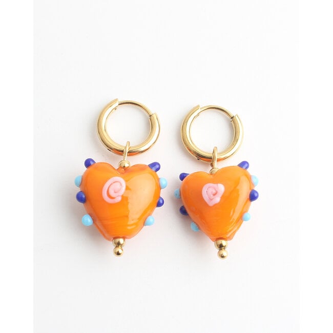 'Maia' Boucles d'oreilles ORANGE - Acier inoxydable