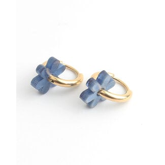 'Reza' earrings BLUE - Stainless steel